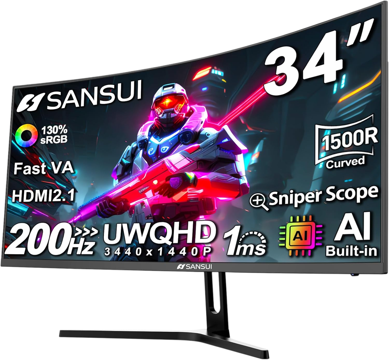 SANSUI 34-Inch 200Hz